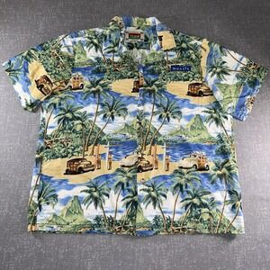 Banana Jack Shirt Mens XL Hawaiian Aloha Woody Beach Surfer Scenic Button Up‎